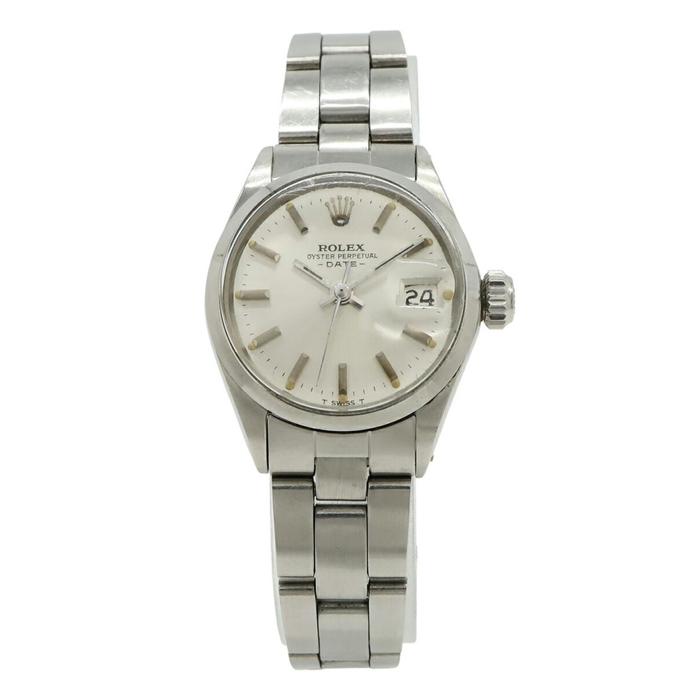 ROLEX Oyster Perpetual Date Silver Dial Stainless Steel Ladies Automatic Watc...